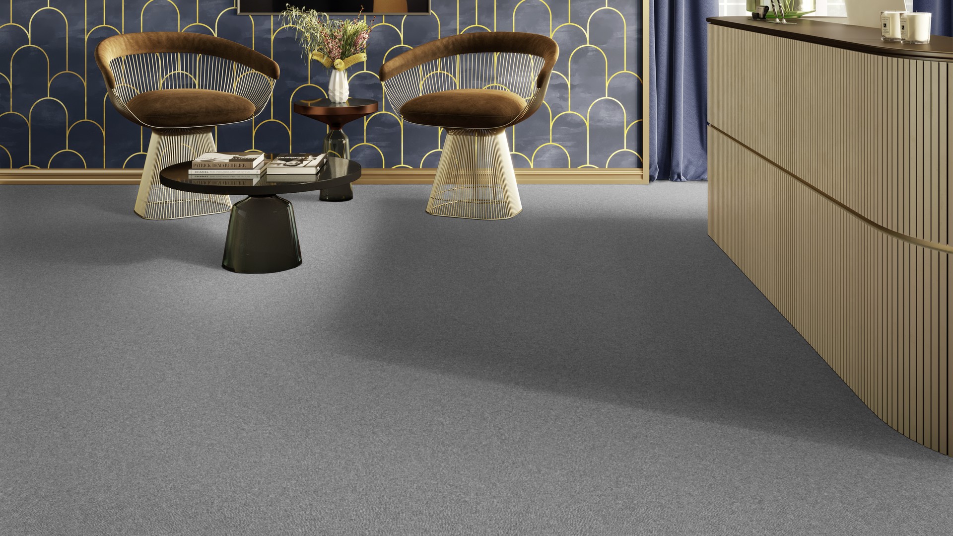 Ковролин Associated Weavers Медуза цвет 90 Quartz 1000×4000×5,2 фото в интерьере
